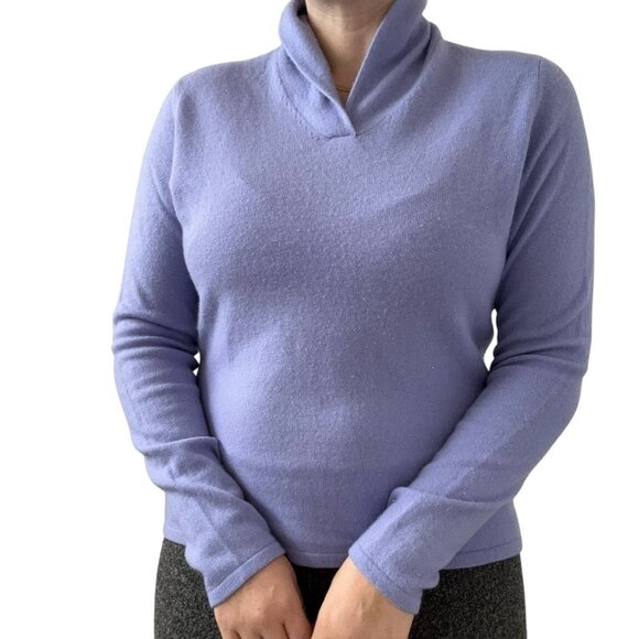 Vintage Valerie Stevens Lavender Purple 100% Cashmere 2-Ply Cowl Neck Sweater - Picture 3 of 6